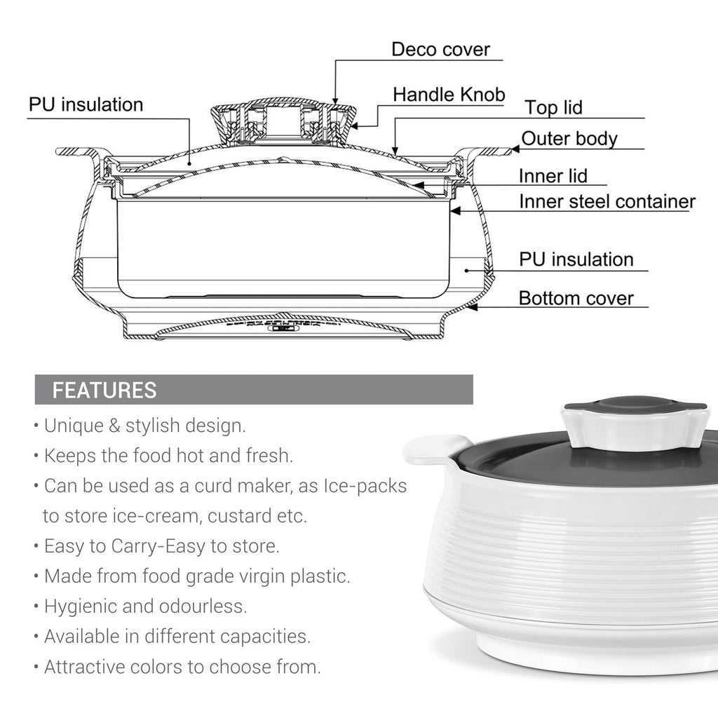 Casserole Set of 3 (62, 45 & 28 oz) PU Insulated Hot Pot for Food