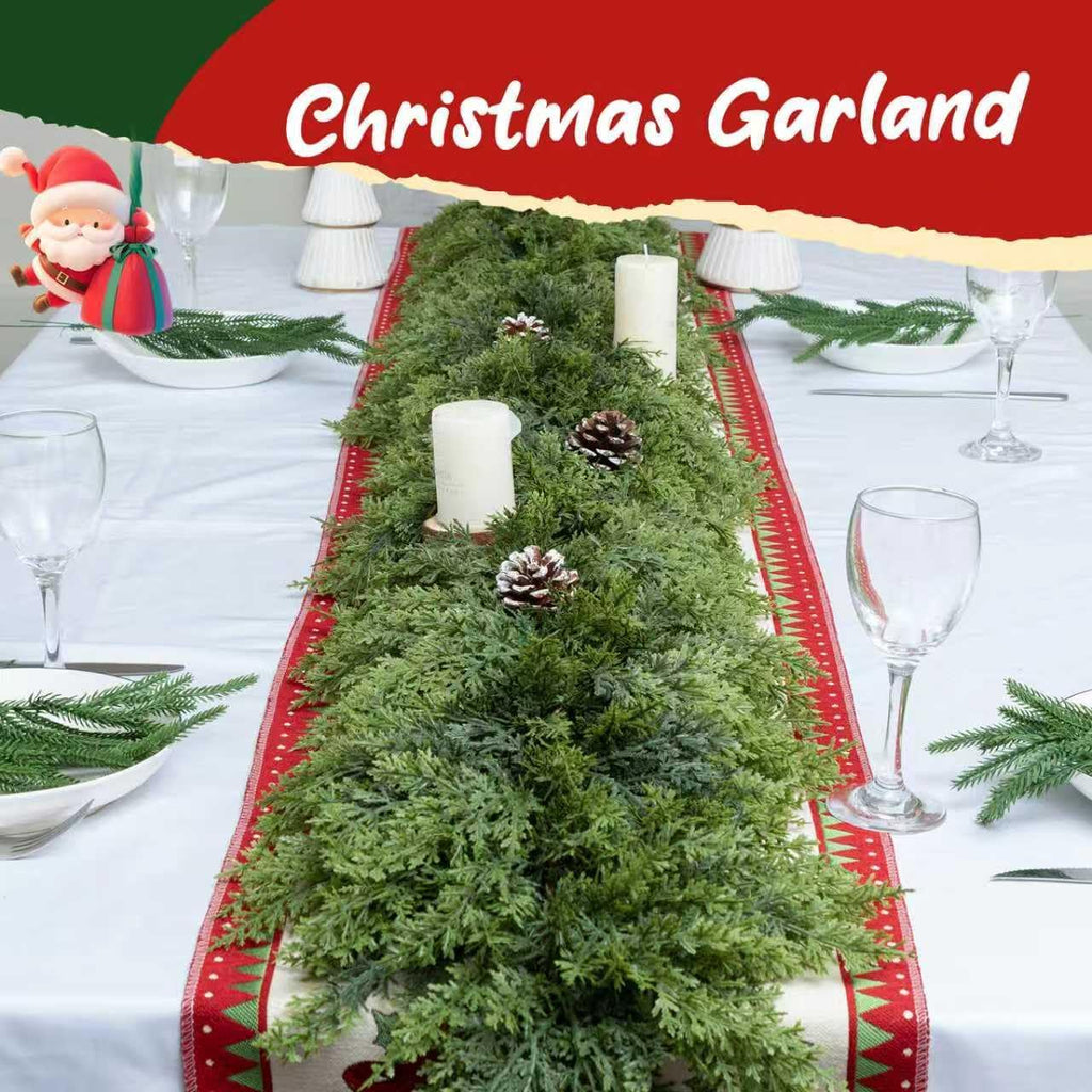 9FT Double Fullness Artificial Christmas Cedar Garland 280 Branches