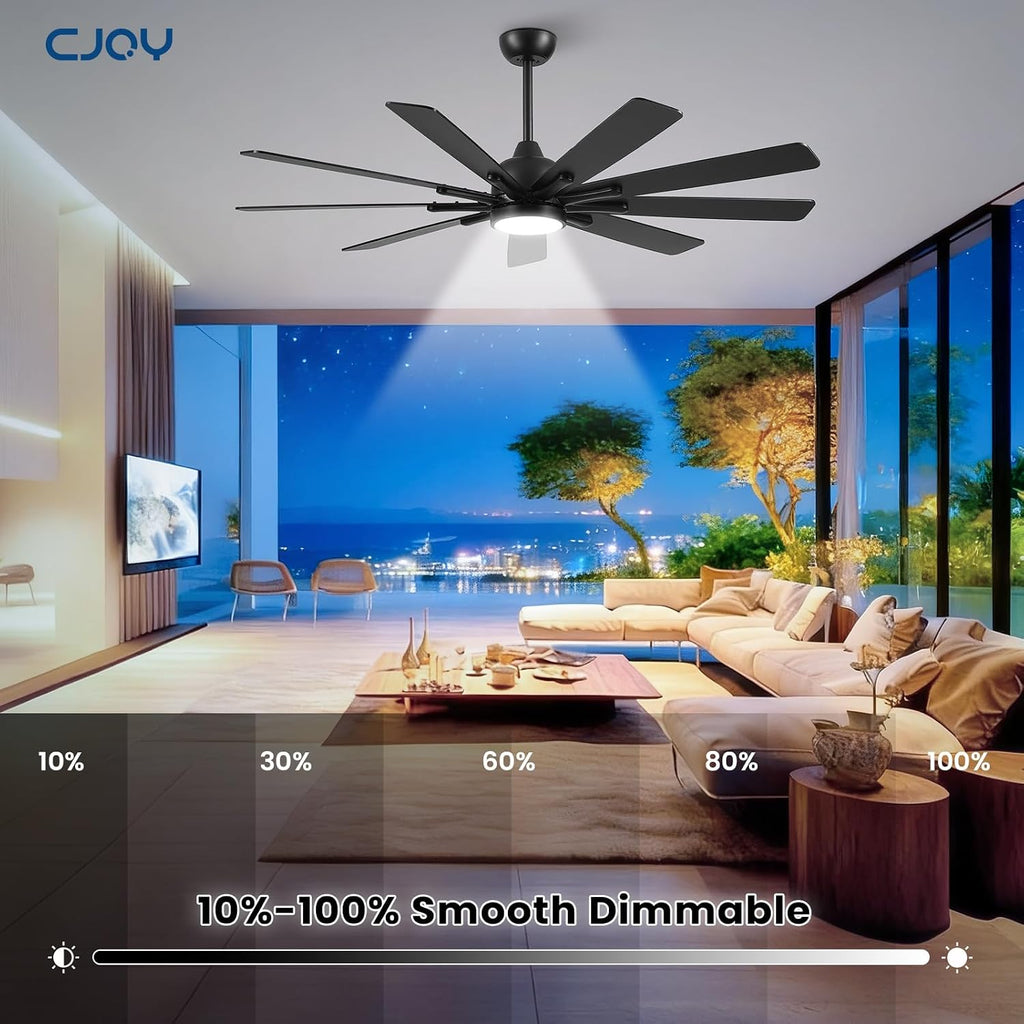 62" Ceiling Fan with LED Light and Remote - Black & Walnut