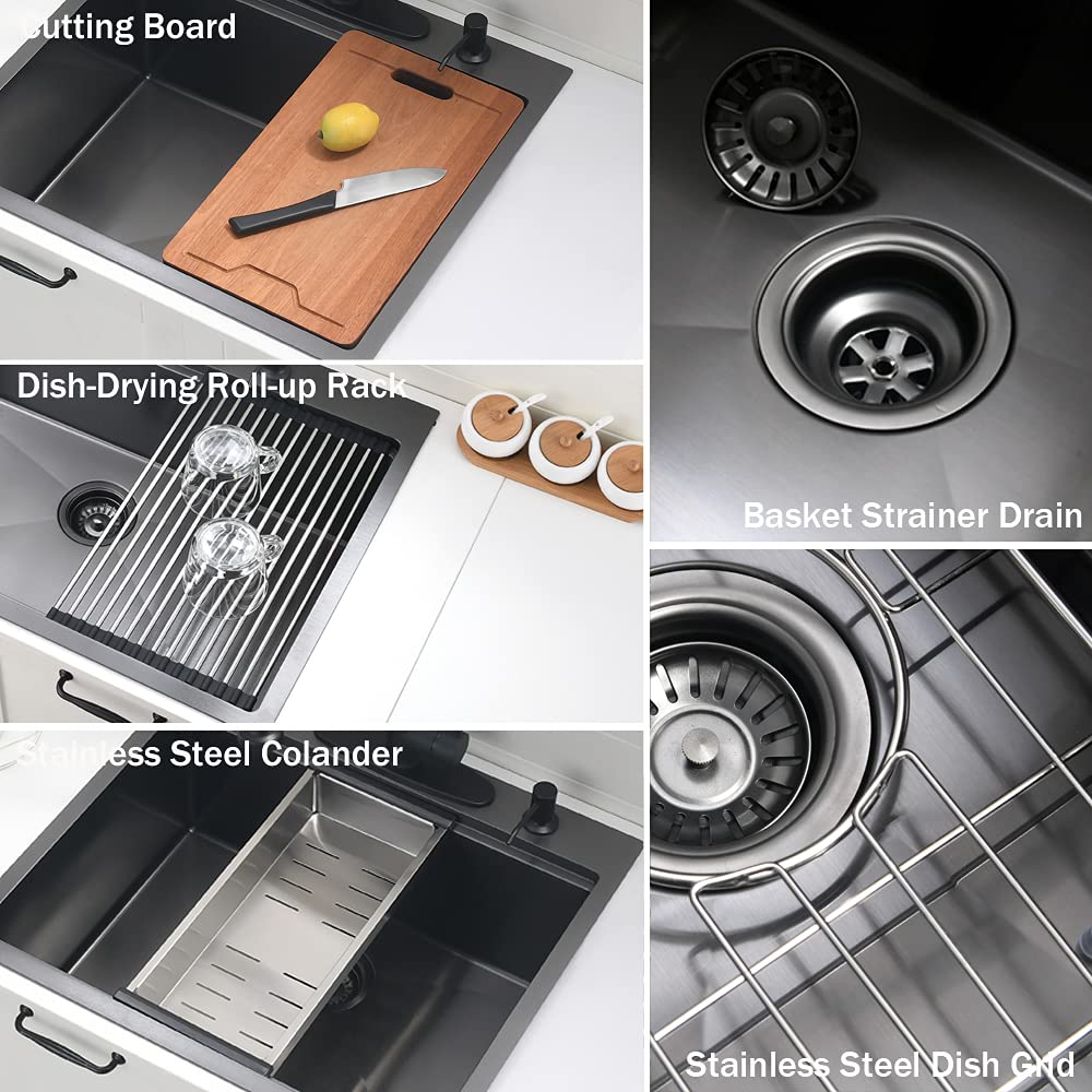 25 Inch Black Drop In - 25x22-Inch Drop In/Topmount sink