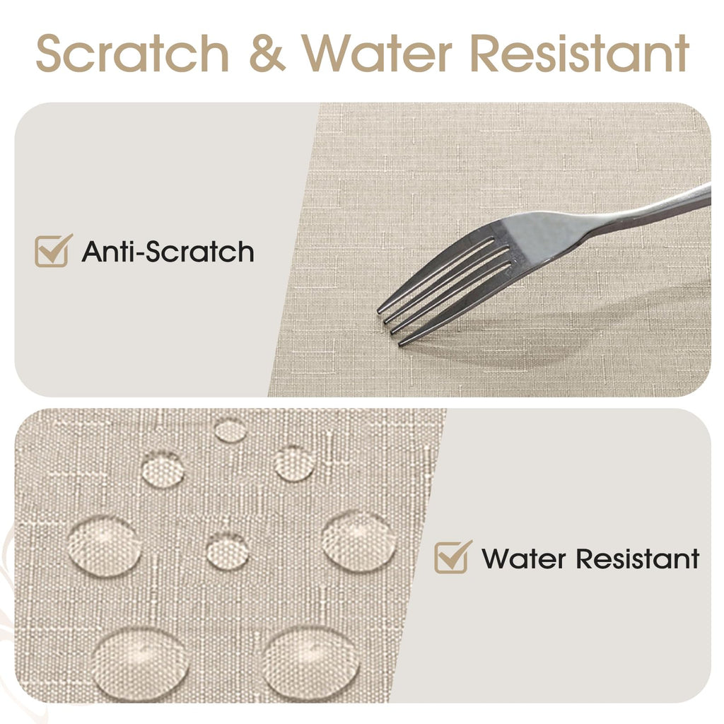 Faux Linen Round Tablecloth 60 inch, Table Cloth Wrinkle Free Decorative Fabric Waterproof Table Cover for