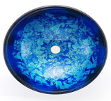 Blue OceanMystery Series Tempered Deco Glass Vessel Bathroom Sink in Starry Blue | Top Mount Sinks Above Countertop |