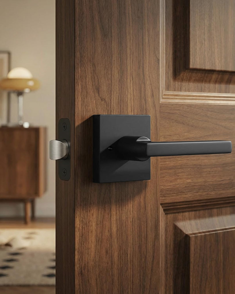 Matte Black Door Handles Interior, Privacy Door Handle 2 Pack