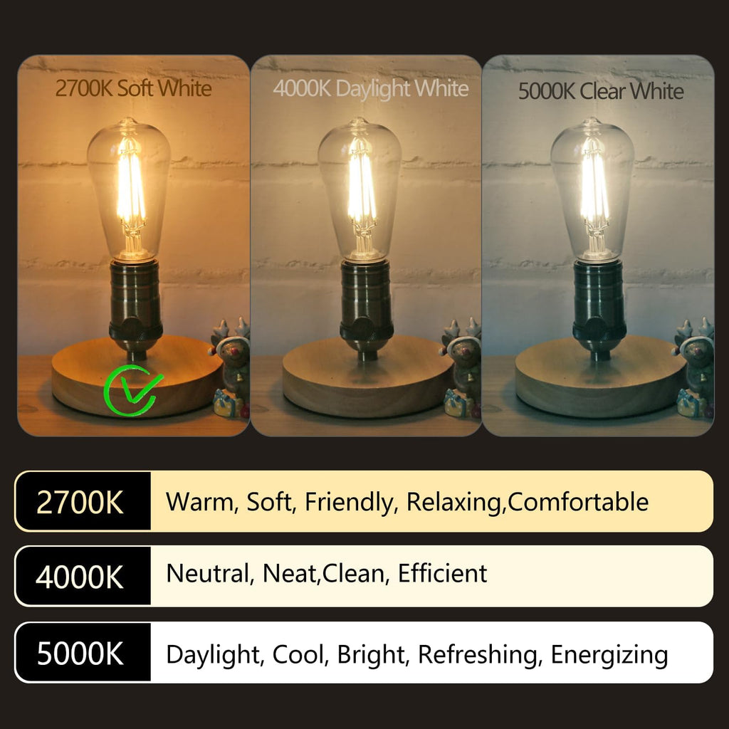 4 Pack Vintage LED Edison Bulbs, 6W Equivalent 60W, Non-Dimmable
