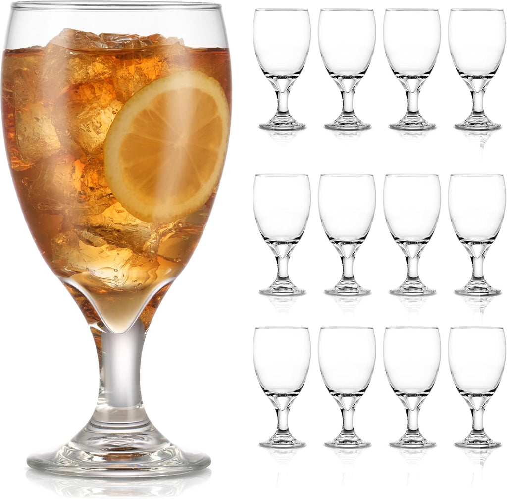 Classic Glass Goblets Set Of 12, Dishwasher Safe 16.25 Oz Drinking Goblets for Tea, Sangria and More, Ideal Stemmed