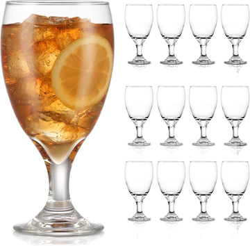 Classic Glass Goblets Set Of 12, Dishwasher Safe 16.25 Oz Drinking Goblets for Tea, Sangria and More, Ideal Stemmed