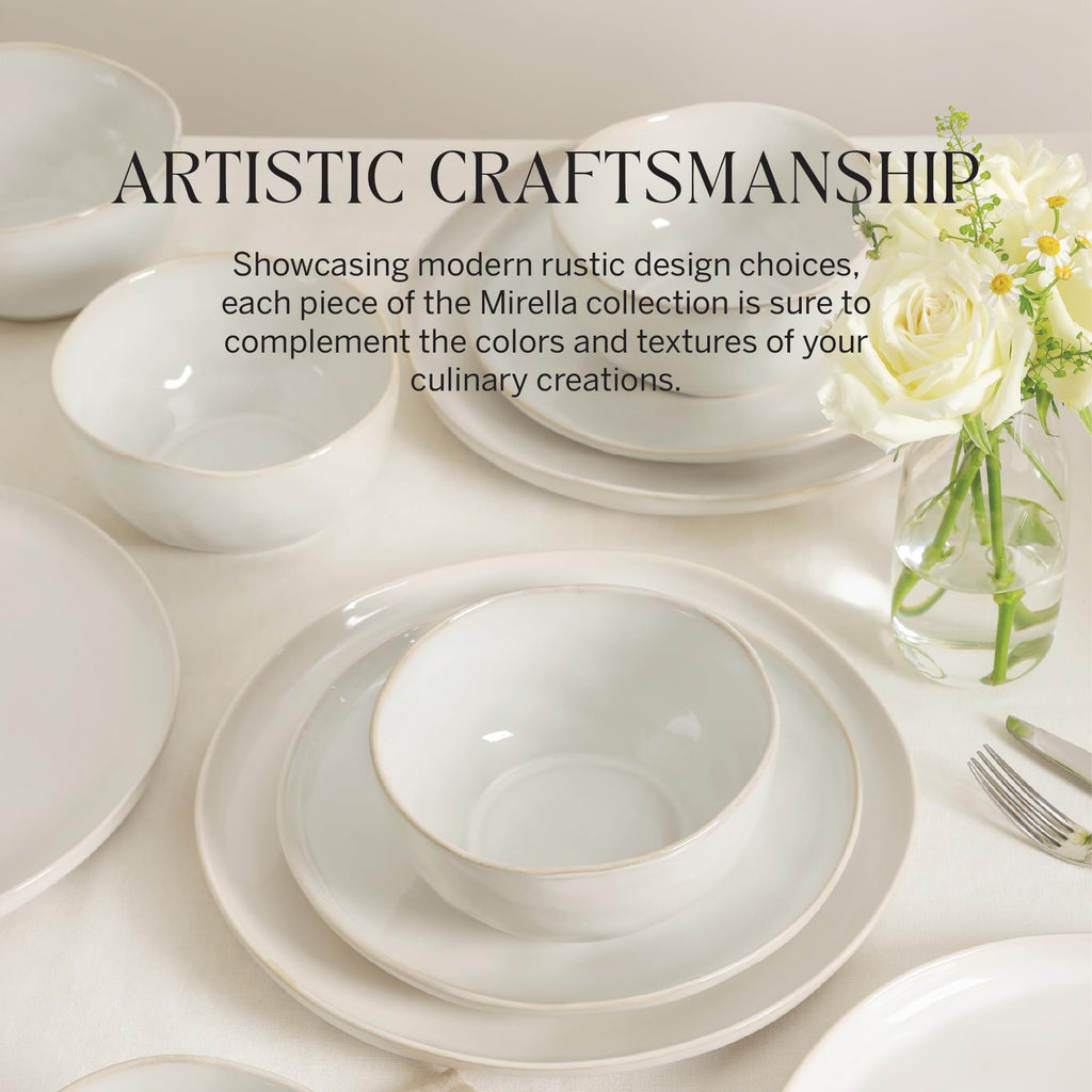 Lain Mirella 12-Piece Dinnerware Set Stoneware, Plates and Bowls Set, Dishwasher and Microwave Safe, Dish Set for 4