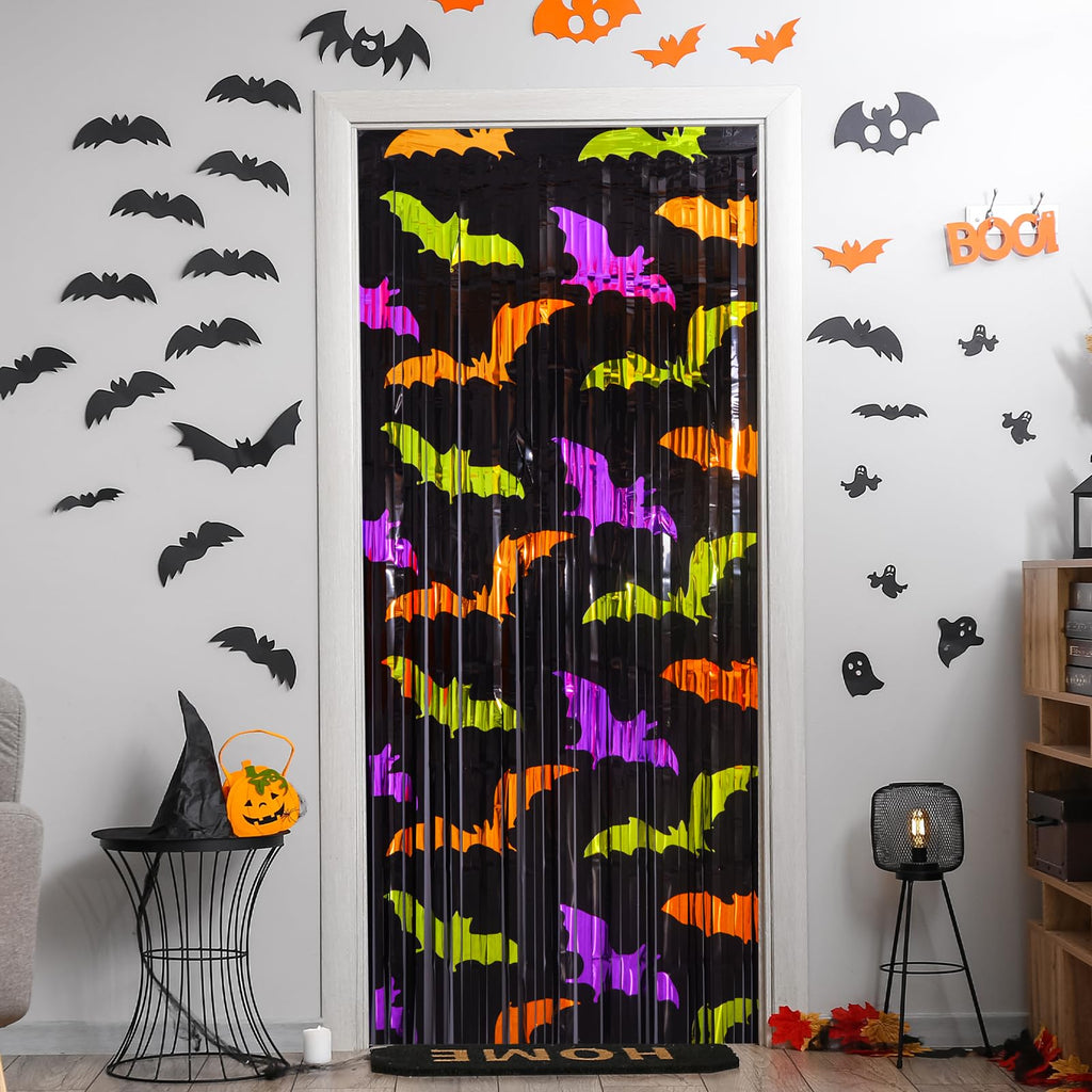 Mega-L Halloween Party Decorations, Bat Pattern Photo Backdrop, 4 Pack