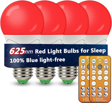 LED Red Light Bulbs for Sleep with Remote Control, E26 Circadian Light Bulb A15, 5W(40W Equivalent) for Sleep