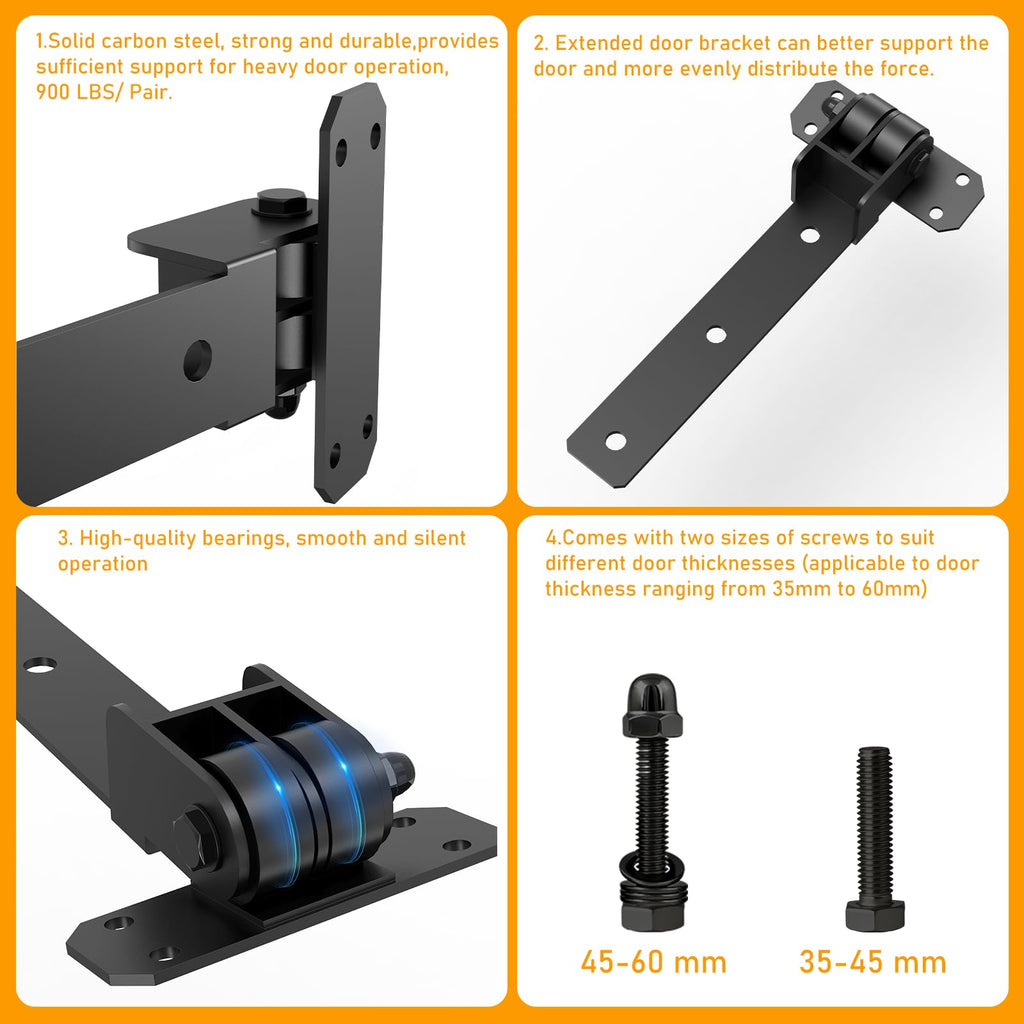 Heavy Duty Gate Hinges, 900 Lbs Capacity and Built-in Sealed Ball Bearings