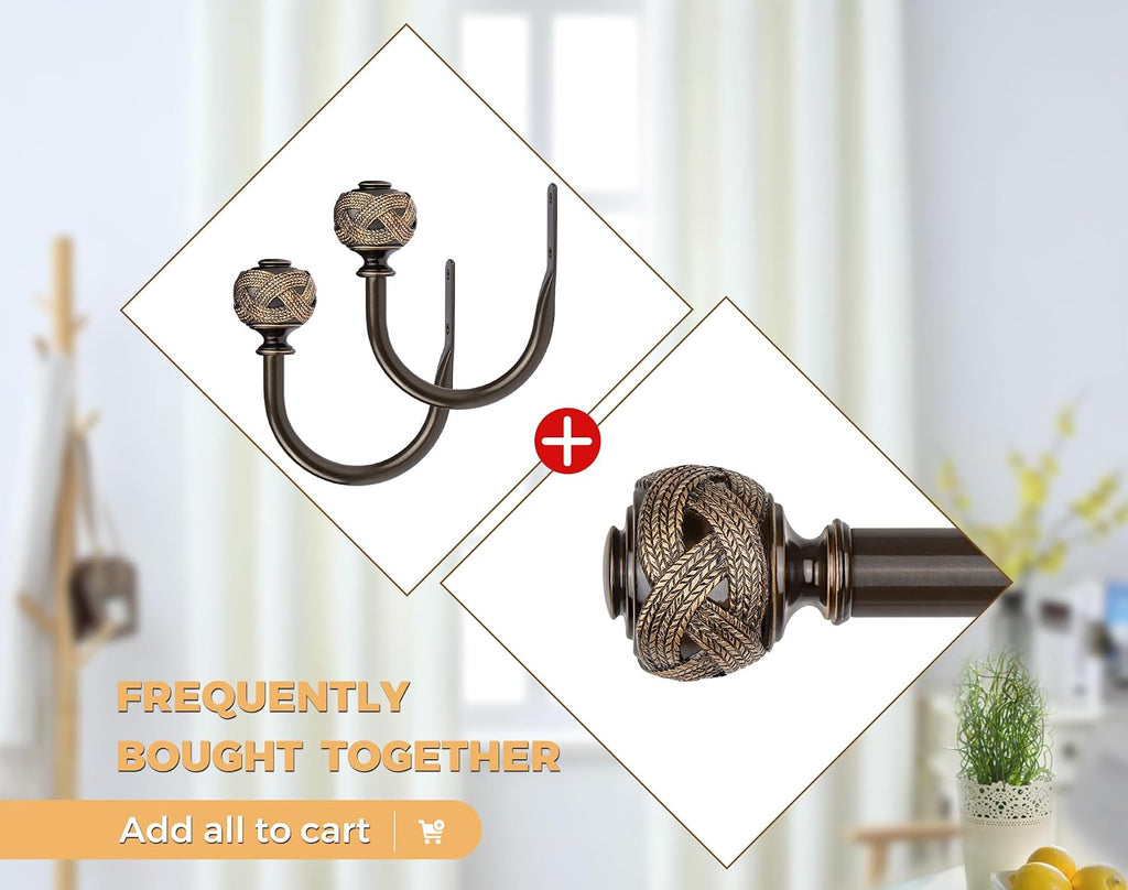 Bronze Curtain Rod 32 to 58 Inches (2.6 to 4.8 ft), 7/8 Inch Telescoping Splicing Curtain Rods for Windows 20 to 54