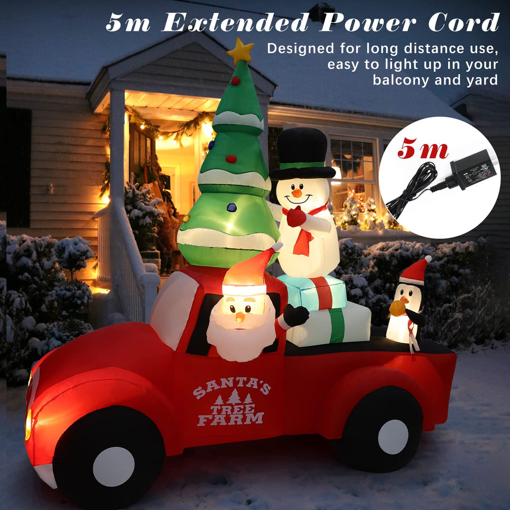 Christmas Inflatables, 8FT Light Up Red Truck Christmas Decor