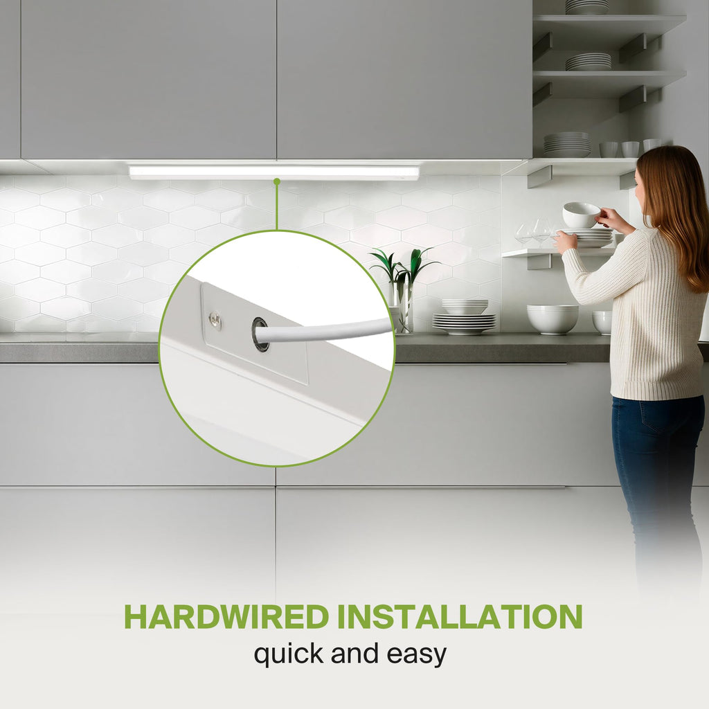LED Under Cabinet Lighting, 48 inch 24W 1758 LM Dimmable Hardwired Under Cabinet Lights, 3000K Soft/4000K Cool/5000K
