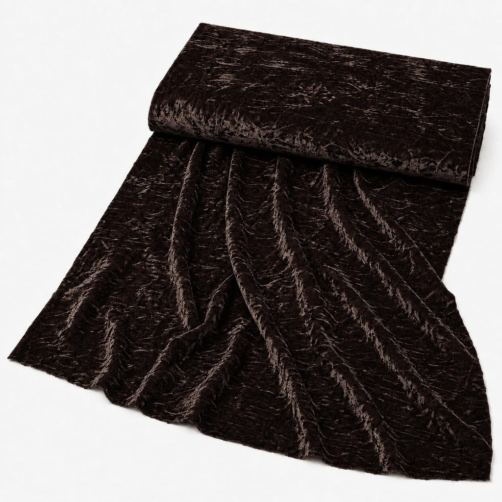Espresso/Brown - Luxurious Crushed Velvet by - 55/56" Wide, Sold by the Yard, Premium Fabric