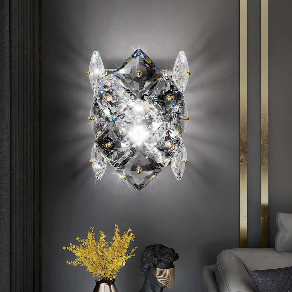 Modern Crystal Wall Sconces,Chrome Wall Light Fixtures,Luxury Indoor Wall Lamp,K9 Crystal Vanity Wall Mount