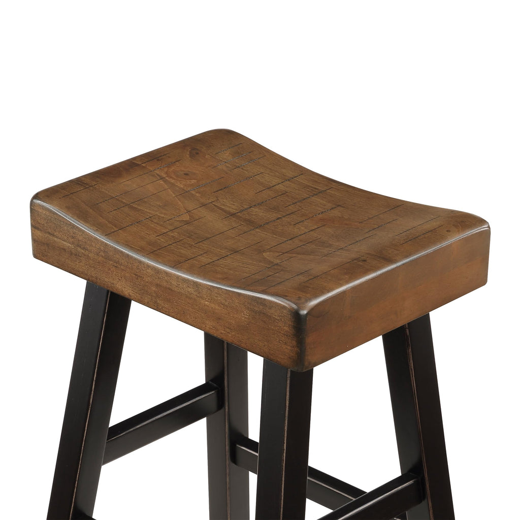 4 Piece Wood Counter Height Bar Table Set, 3 Stools, Black/Brown
