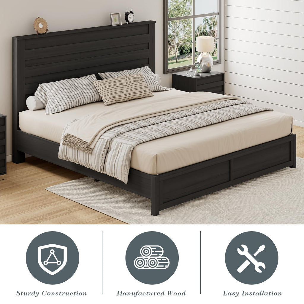 Farmhouse Platform Bed with 49" Headboard & Footboard