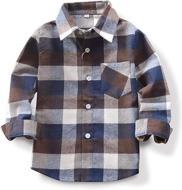 Kids Little Boys Girls Baby Red Plaid Flannel Long Sleeve Button Down Flannel Shirt Plaid Tops Girl Boy Clothes