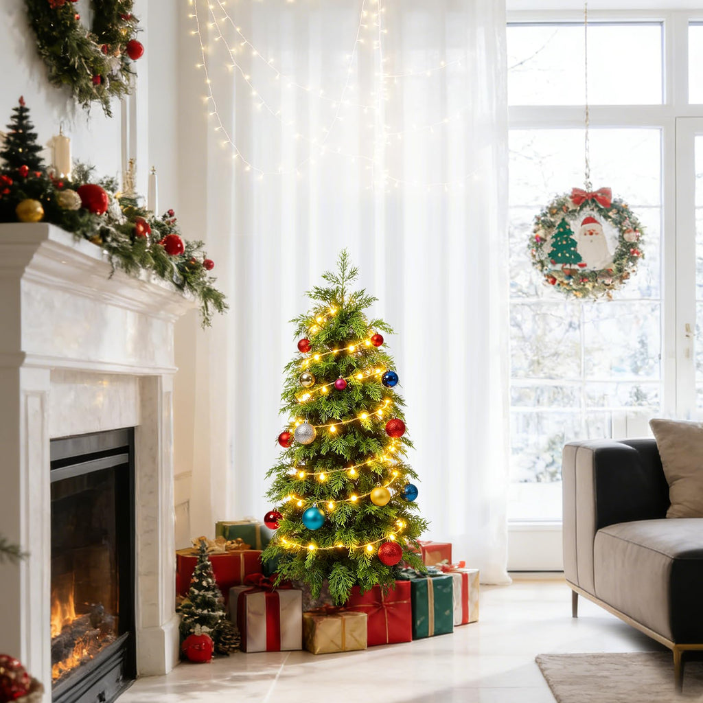 3FT Artificial Cedar Topiary Trees, 2 Pack UV Resistant Faux Pine Tree