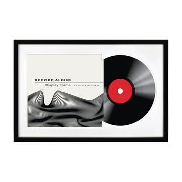Double Matted Record Album Frame, 16.5x25, Black With White Mat
