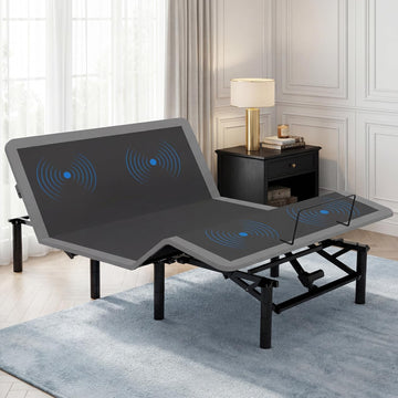 Adjustable Bed Frame Queen Size for Seniors (Grey, Easy Assembly)