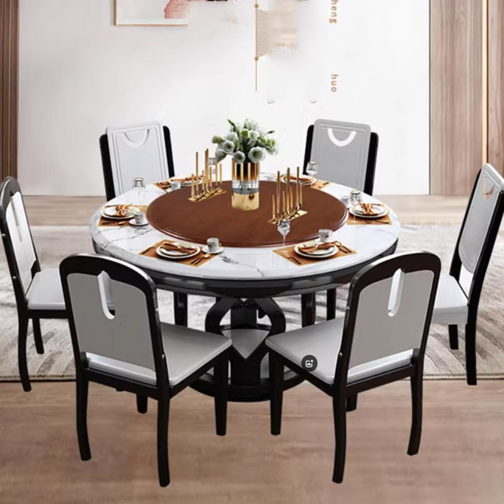 Large Lazy Susan Turntable for Dining Wooden Round Tray Black 35.4in