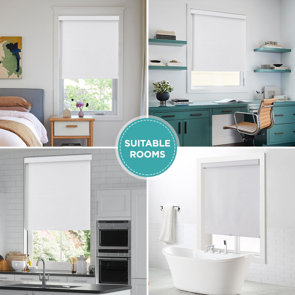 100% Blackout Roller Shades, White