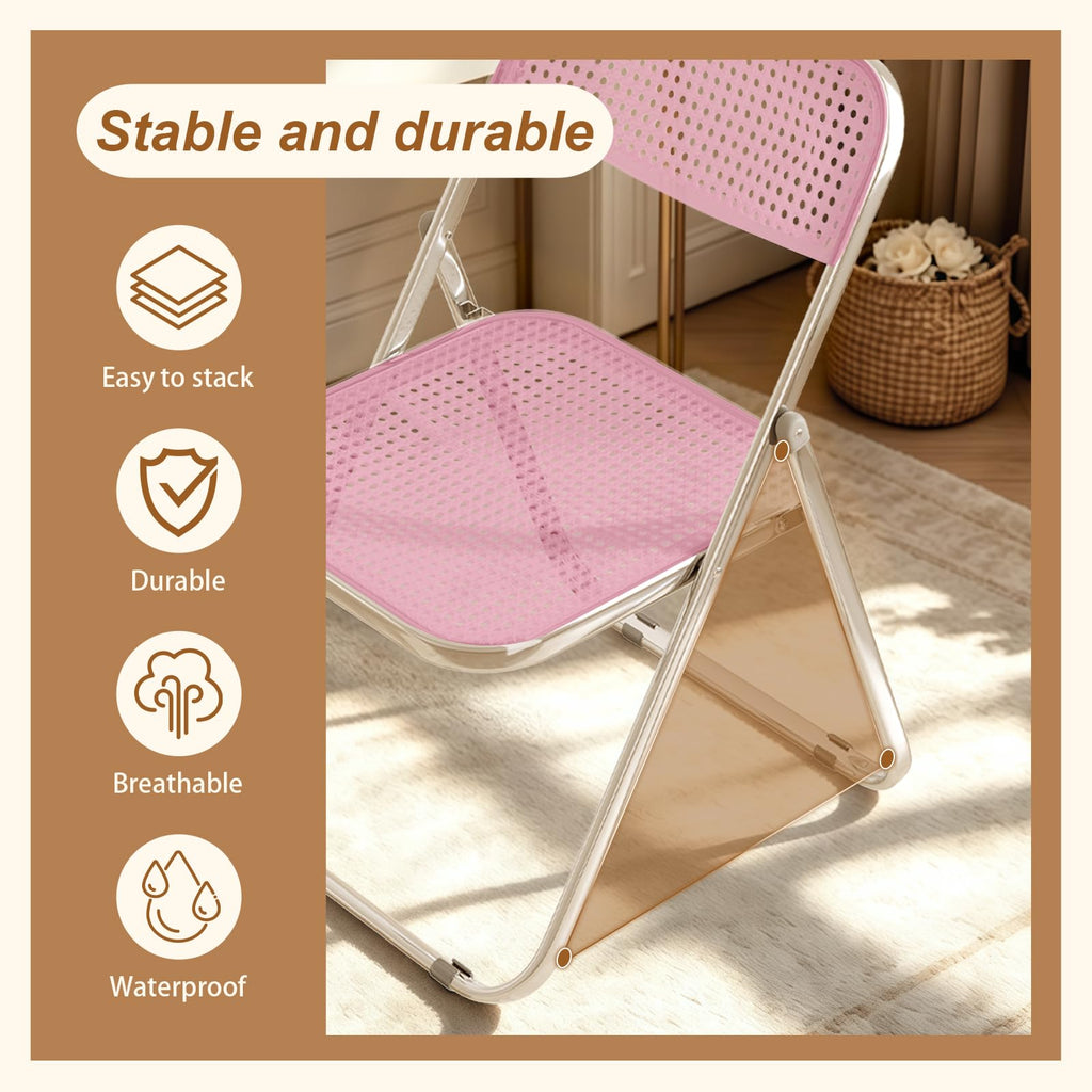 Folding Chairs, 300lb Capacity Steel Frame, Foldable for Indoor Outdoor Party, 10-Pack, Pink