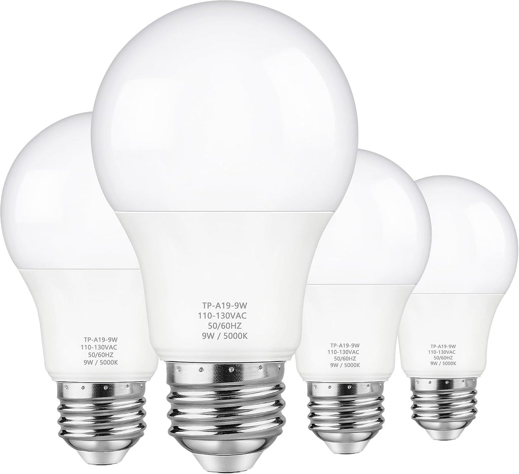 A19 LED Light Bulbs, 60 Watt Equivalent LED Bulb, Daylight White 5000K, 850 Lumen, E26 Base, Non-Dimmable, 9W Bright