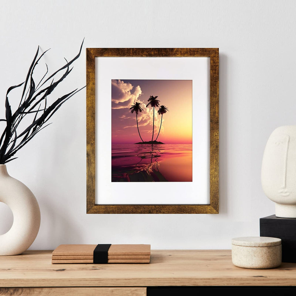 11x14 Frames, Display Pictures 8x10 With mat or 11x14 Prints Without Mat, Wall Mounting, Brown, 6PCS