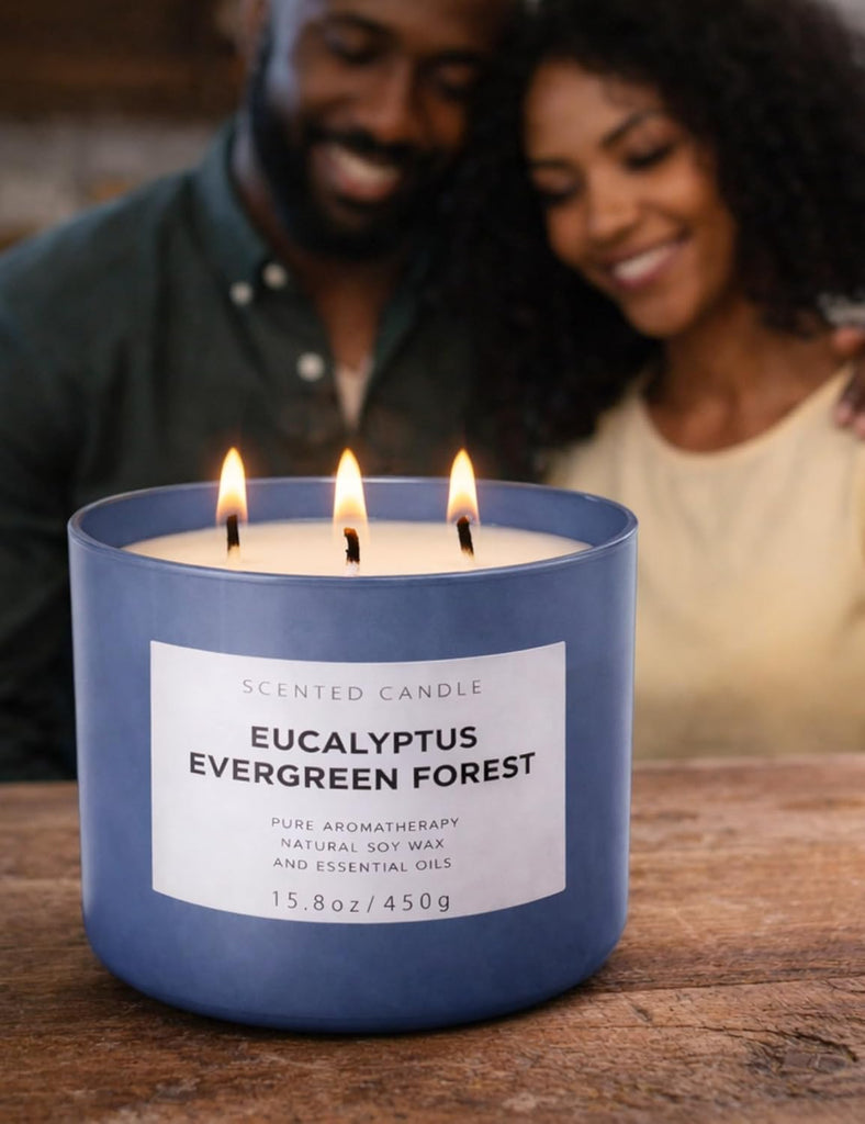Eucalyptus Evergreen Forest Scented Candle, 3-Wick Soy, 15.8 oz - Set of 158