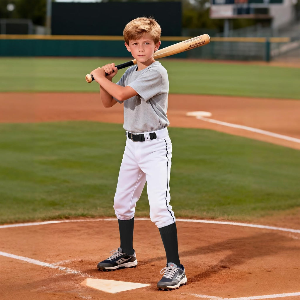 3 Pairs Youth Baseball Socks and Belt Combo Adjustable Softball Football Socks and Baseball Belts for Boys Girls