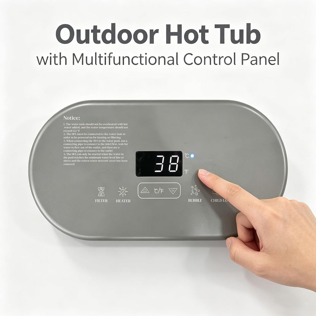 Inflatable Hot Tub 4-7 Person, Outdoor Spa with 170 Jets, Durable PVC Inflatable Spa with One-Click Inflation, Heats