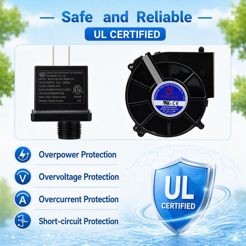 Inflatable fan replacement 12V 1.5A, 9 LED Lights, 2.0A Adapter