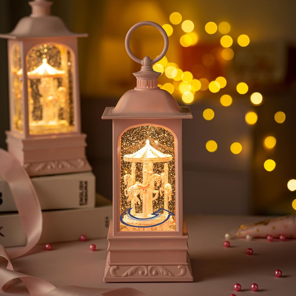 Light Carousel Decor Horse Snow Globes Music Box Xmas Gifts for Girls Women