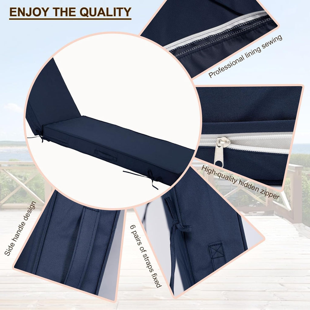 Chaise Lounge Cushions Outdoor Set of 2, Waterproof & Fade Resistant Patio Lounger Cushions, Replacement Sun Lounger