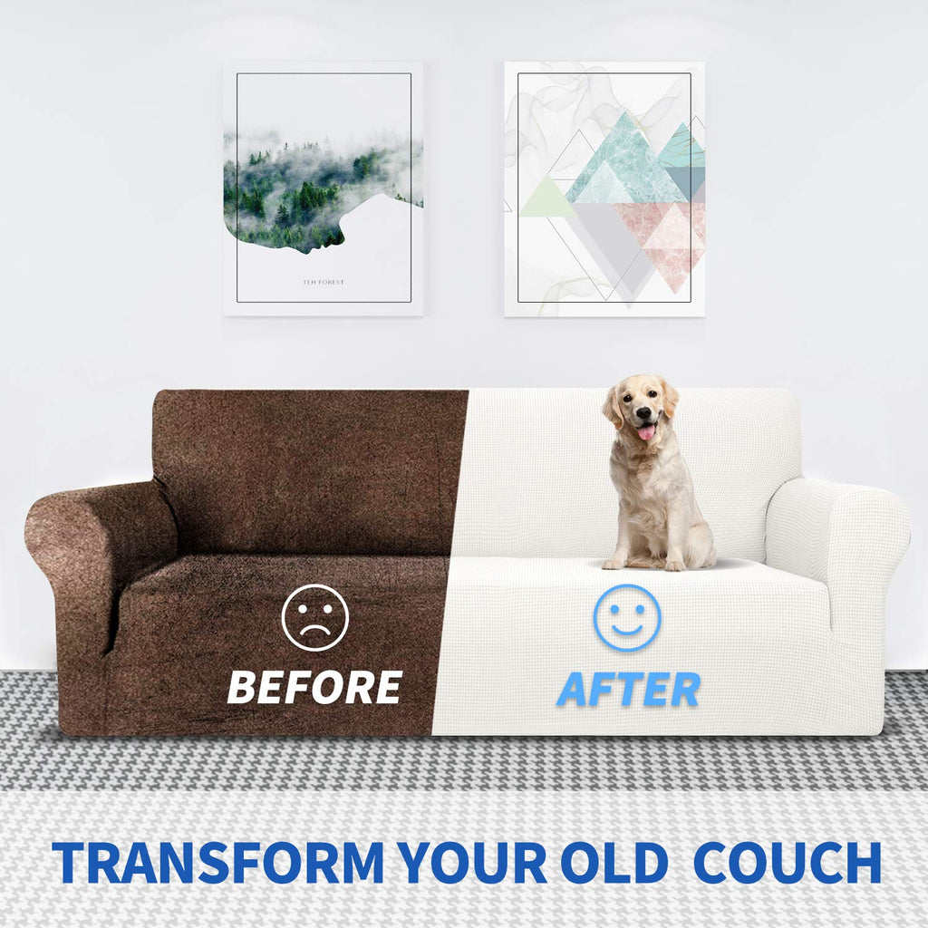 Super Stretch Couch Cover for 3 Cushion Couch, 1-Piece Universal Sofa Covers Living Room Jacquard Spandex Furniture