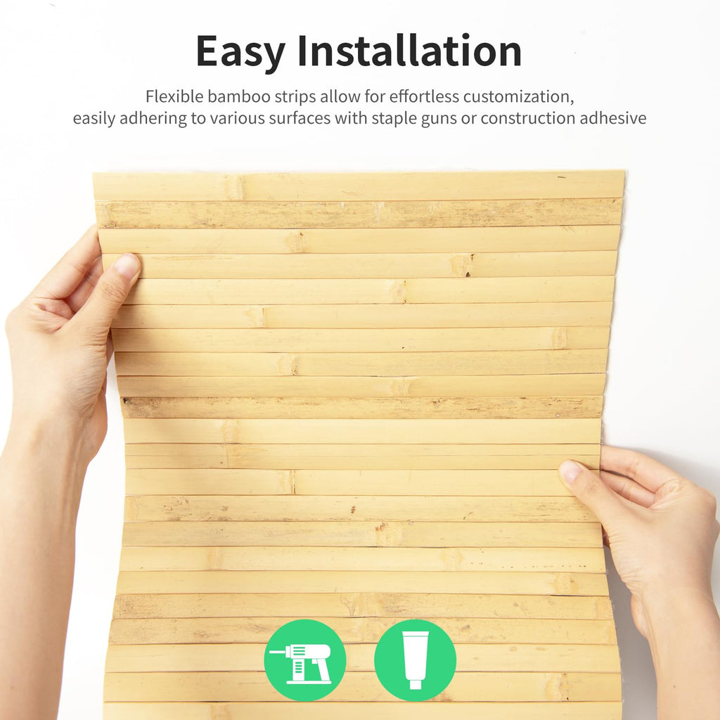 Natural Bamboo Wall Panel, 12 x 96 Inch, Natural