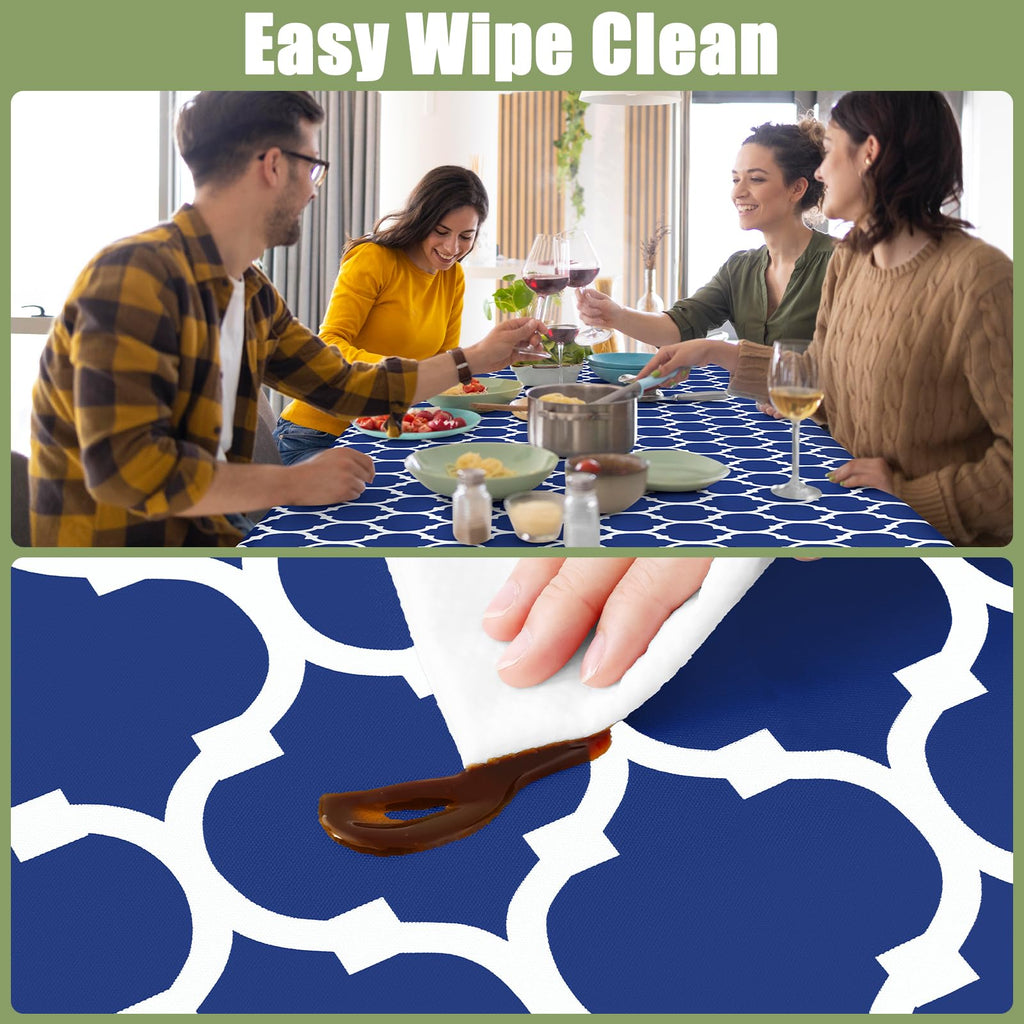 Picnic Fitted Table Cover, 8 Foot Flannel Backed Vinyl Tablecloth