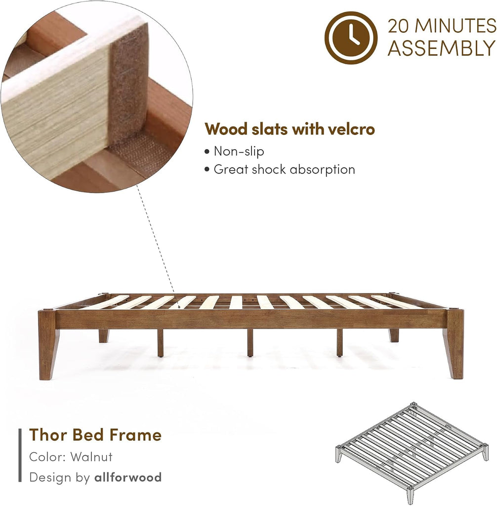 Japanese Joinery Bed Frame, Solid Wood (Walnut)