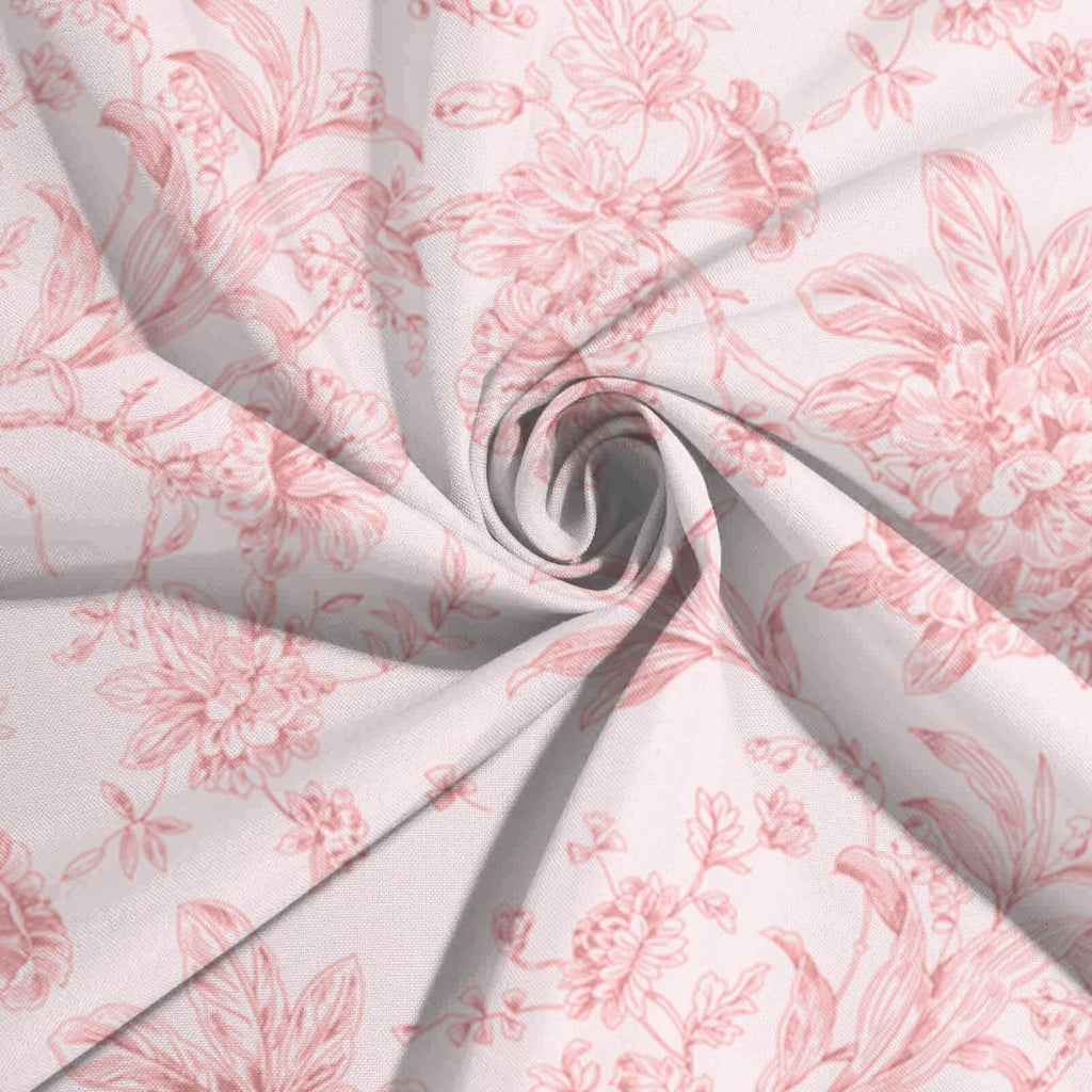 60x102 inch Tablecloth White Pink French Toile Polyester Rectangular Vintage Pastoral Floral Rustic Table Cloth