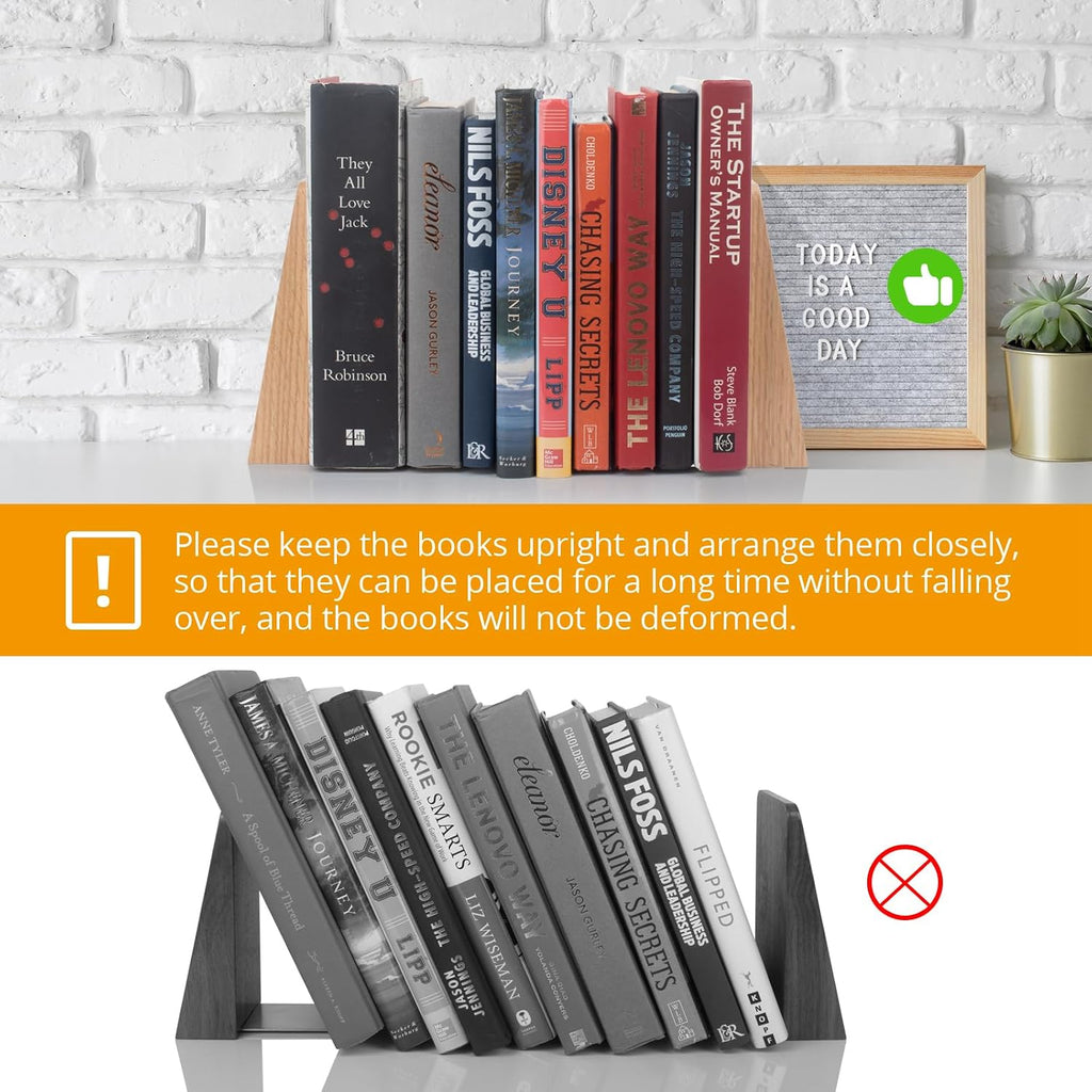 Red Oak Book Ends Heavy Duty Handmade Book Ends for Shelves Decorative Bookends to Hold Heavy Books (Red Oak Large)