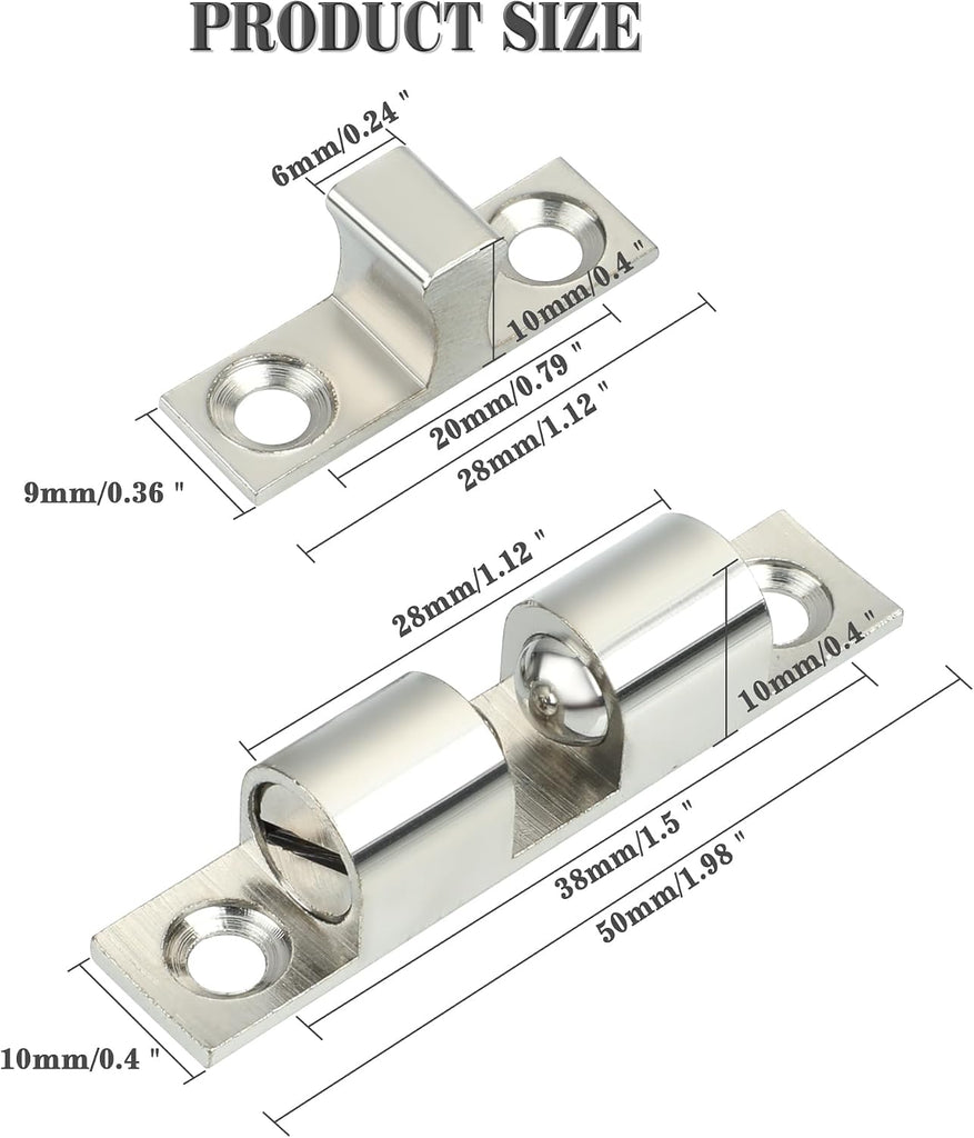 Double Roller Catch Cabinet Latches,Adjustable Double Ball Tension Roller Catch Latch Brass Cabinet Door Latch,47mm