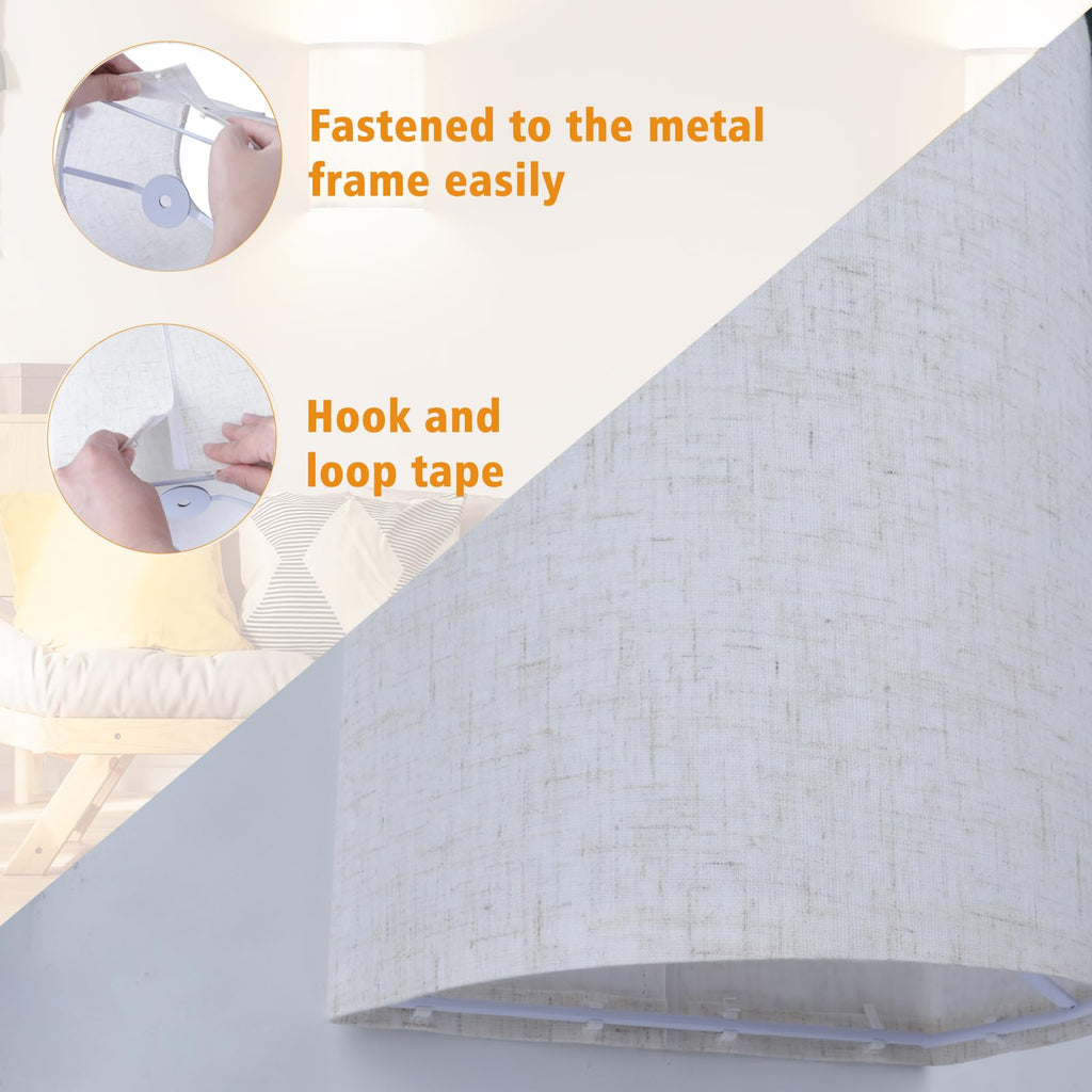 Hardwired Wall Lights Set of 2 with Wall Lamps Fabric Shade,Farmhouse LED Sconce Wall Lighting, Wall Mount Lights