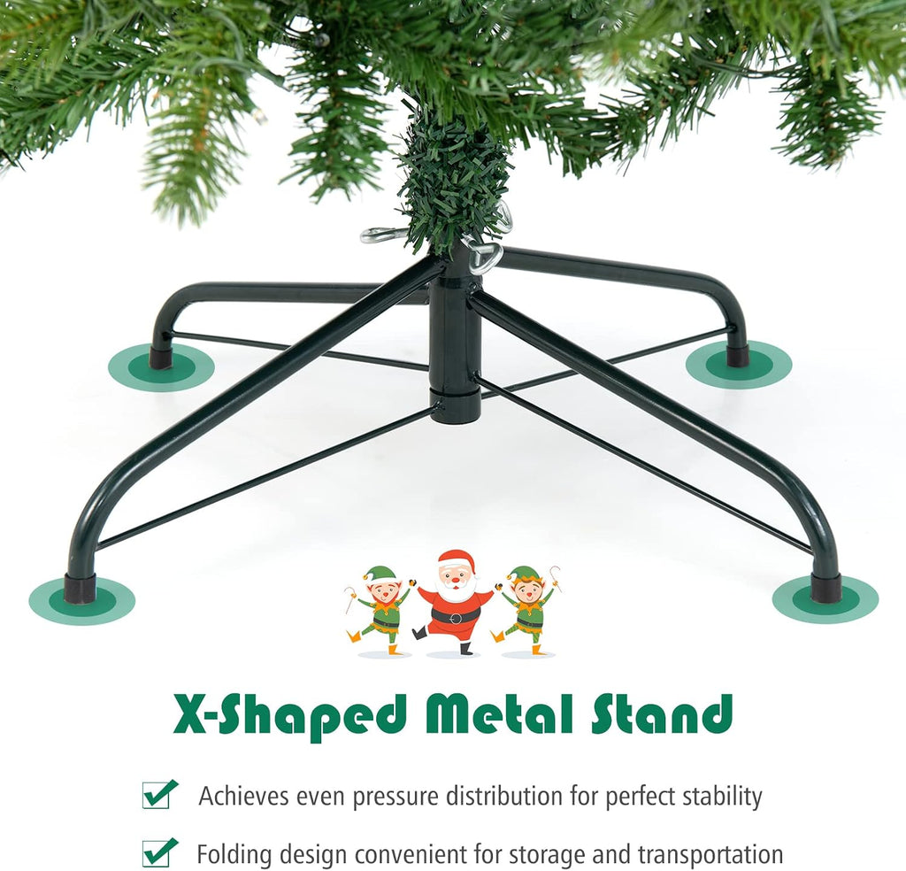 Pre-Lit Pencil Christmas Tree, Hinged Artificial Slim Tree with 648 PVC PE Branch Tips, 270 LED Lights, Life-Like