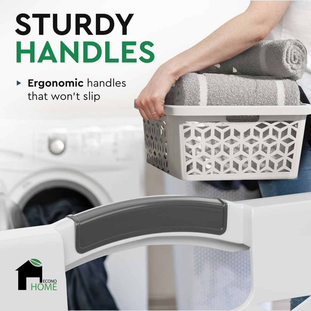 Laundry Basket - Large 2 Bushel Laundry Basket with Handles - Stackable Plastic Hamper for Dirty Clothes - Storage