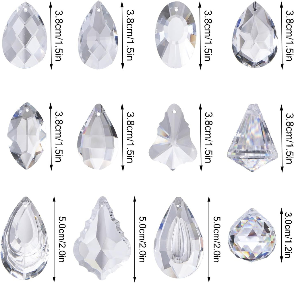 12 Pcs Clear Crystal Prism Pendants Chandelier Lamp Parts Suncatcher Decor - Clear Prism Pendants Chandelier Lamp