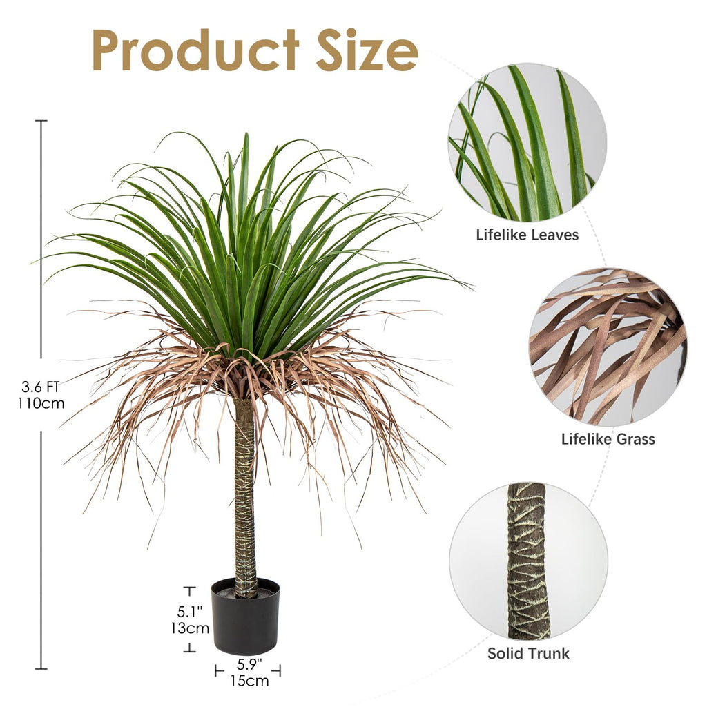 Artificial Tree 3.6Ft Faux Agave Plant Yucca Tree in Pot Decor Indoor Outdoor Dracaena Tree Tropical Yucca Palm Fake