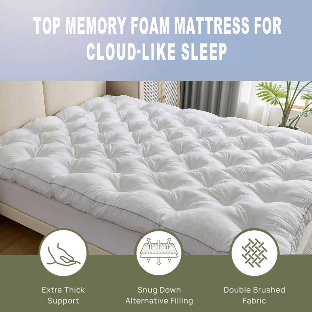 5 Inch Memory Foam Mattress Topper Queen for Back Pain Relief | 5 Inch Extra Thick Gel Memory Foam Topper with