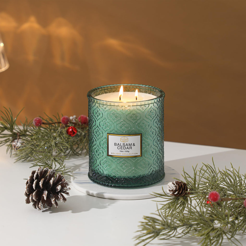Winter Large Candles, Balsam & Cedar Candle, Candles for Winter Home Decor